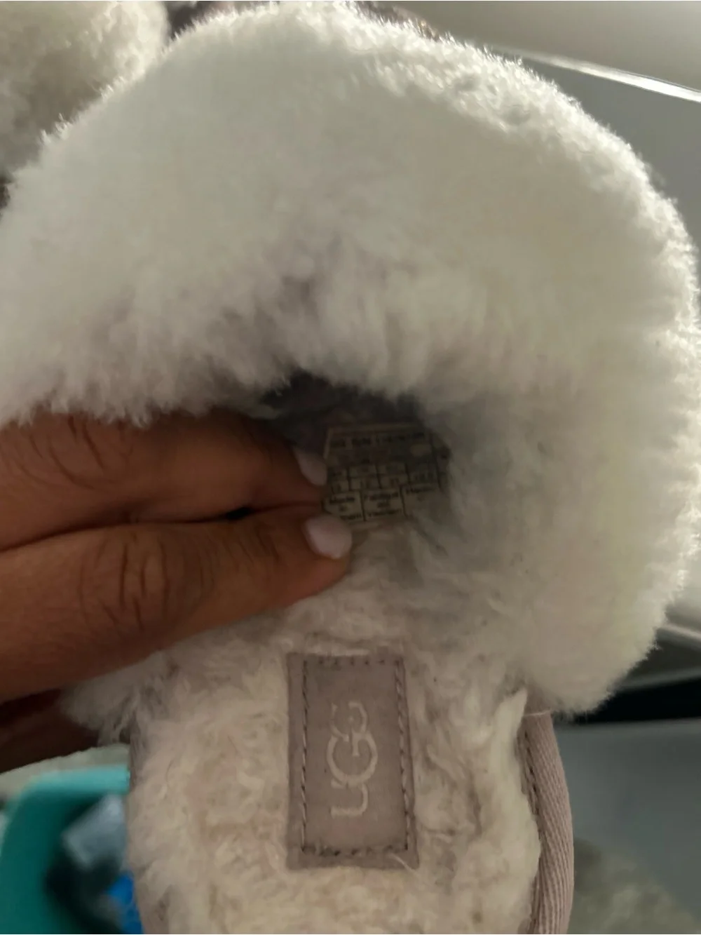 UGG Kids Glitter Suede Slippers with White Faux Fur Cuff